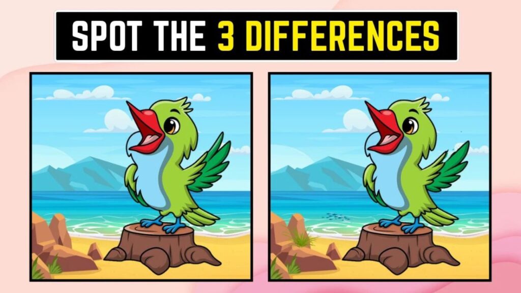 Optical Illusion 8 Challenge - Spot The 3 differences In This Parrot Image